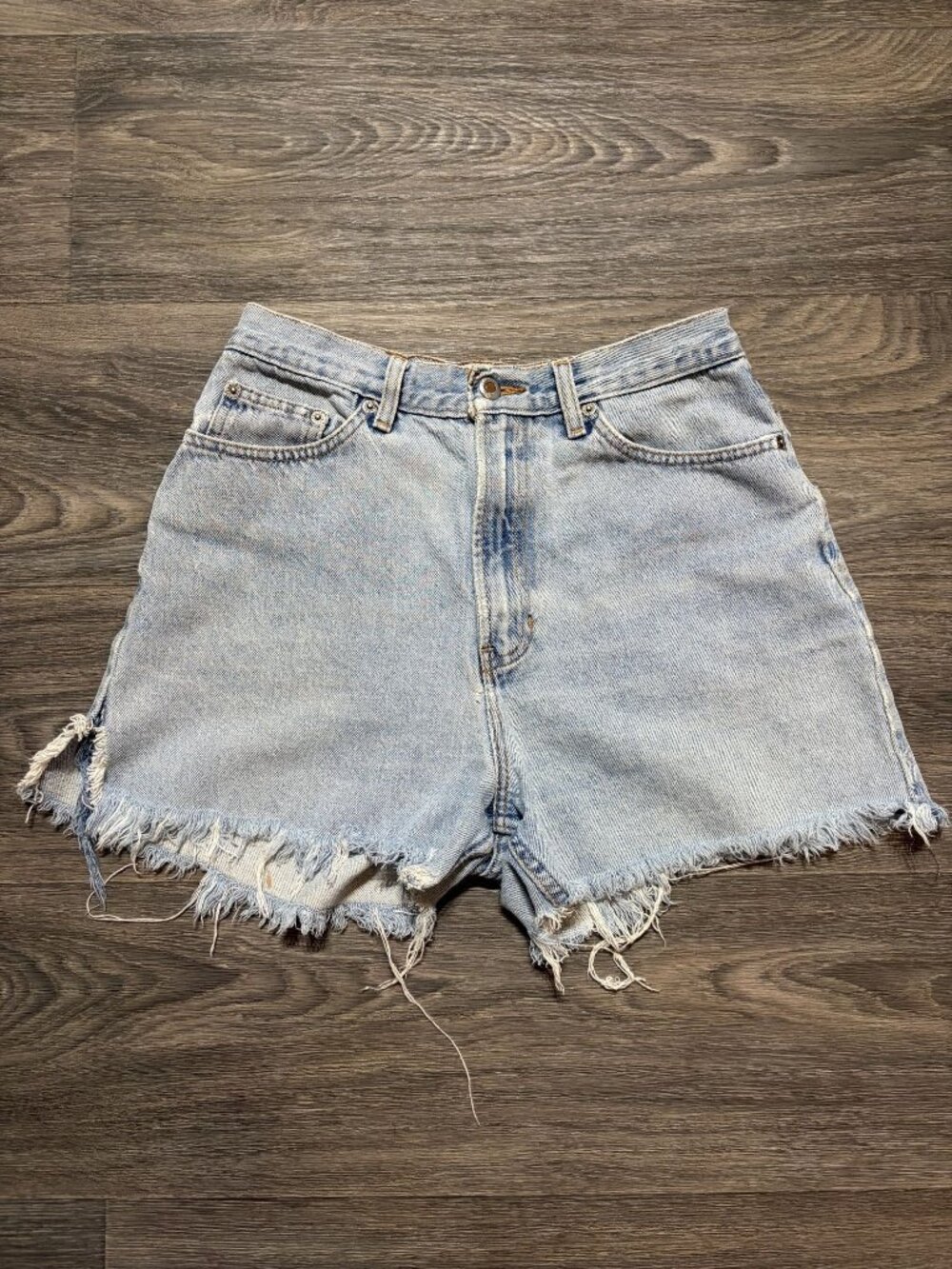 Gap Reverse 90s Distressed Jean Shorts 28 Cut Offs Light Wash Frayed Vintage